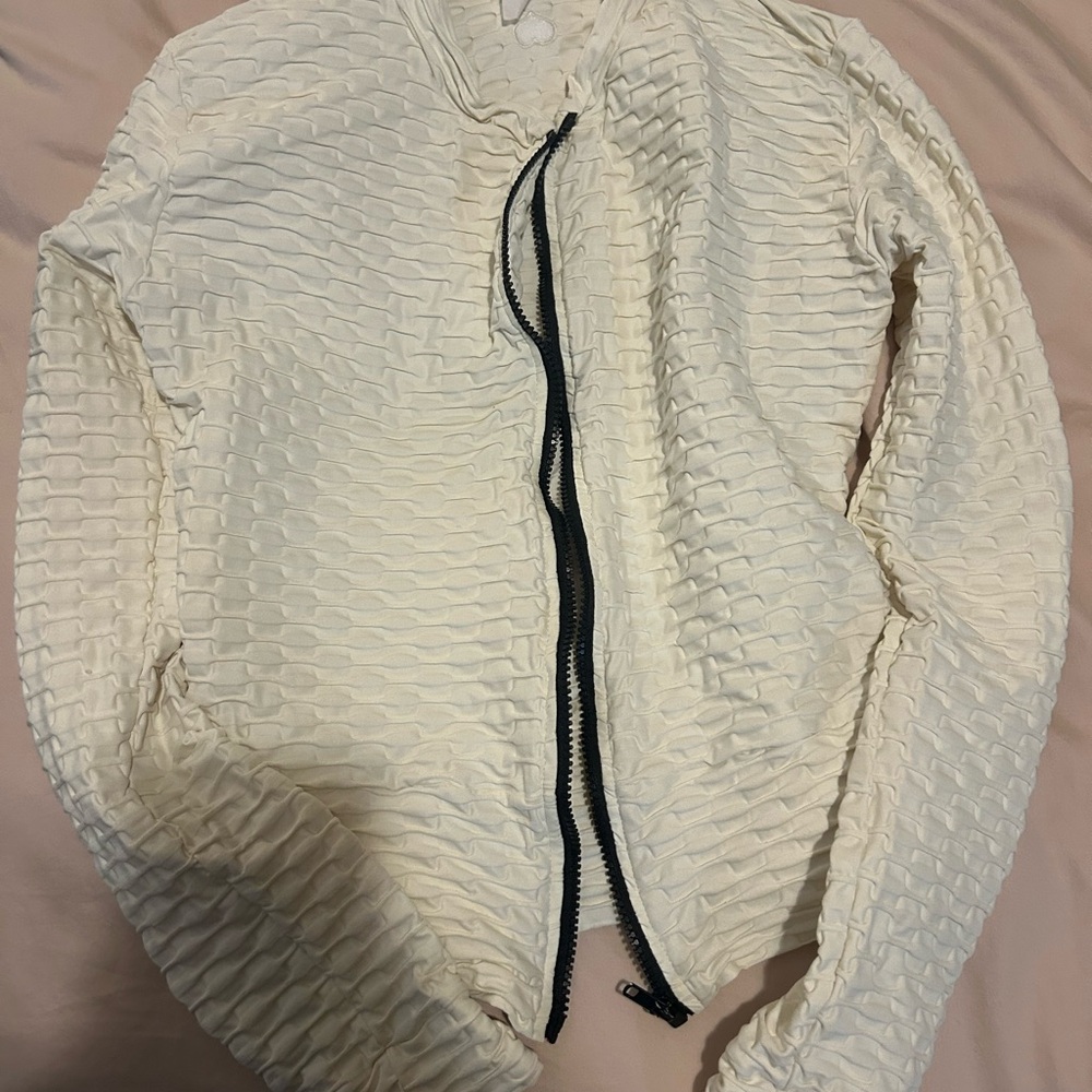 Booty by Brabants Cream Bomber Jacket with Quilted Texture